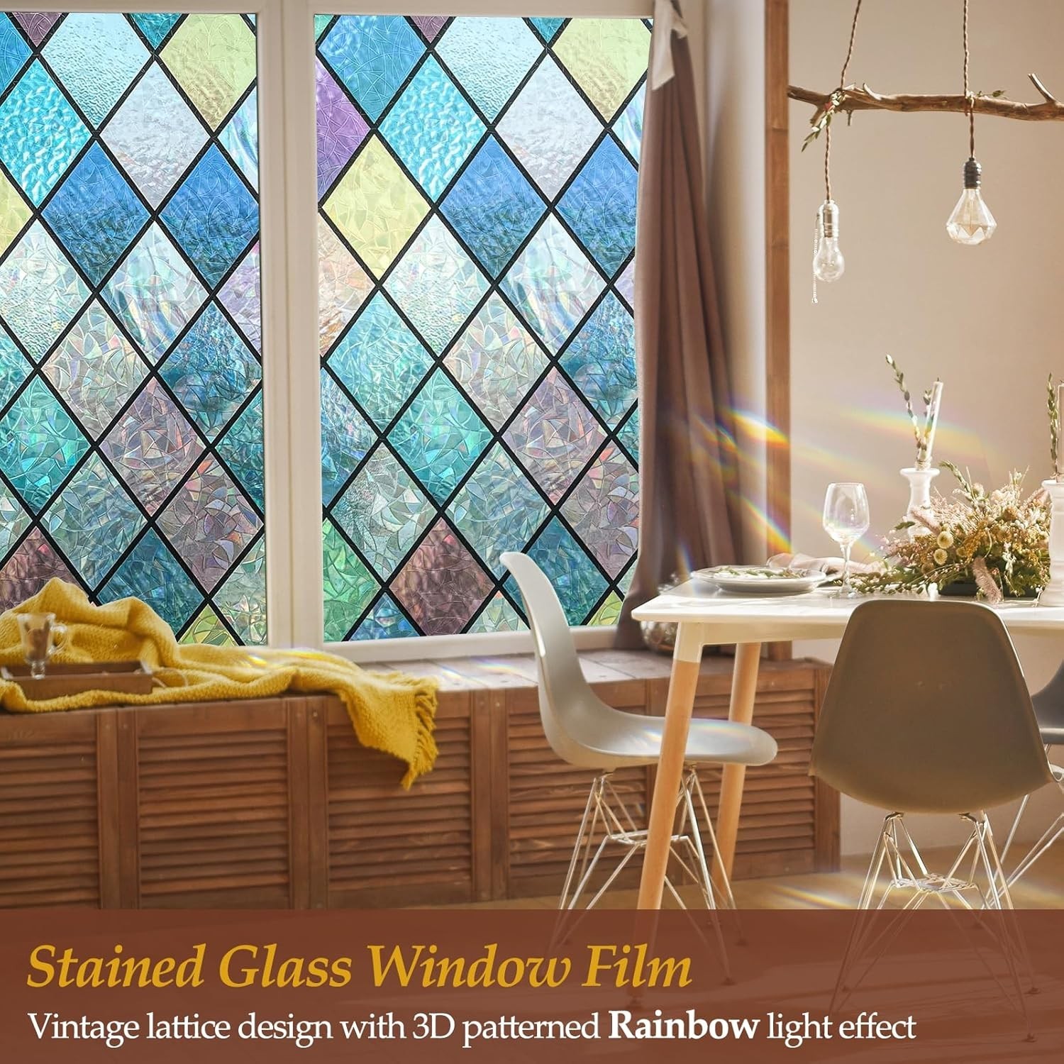 UV Blocking Rainbow Window Film – Stained Glass Effect for Home 17.7 x 78.7