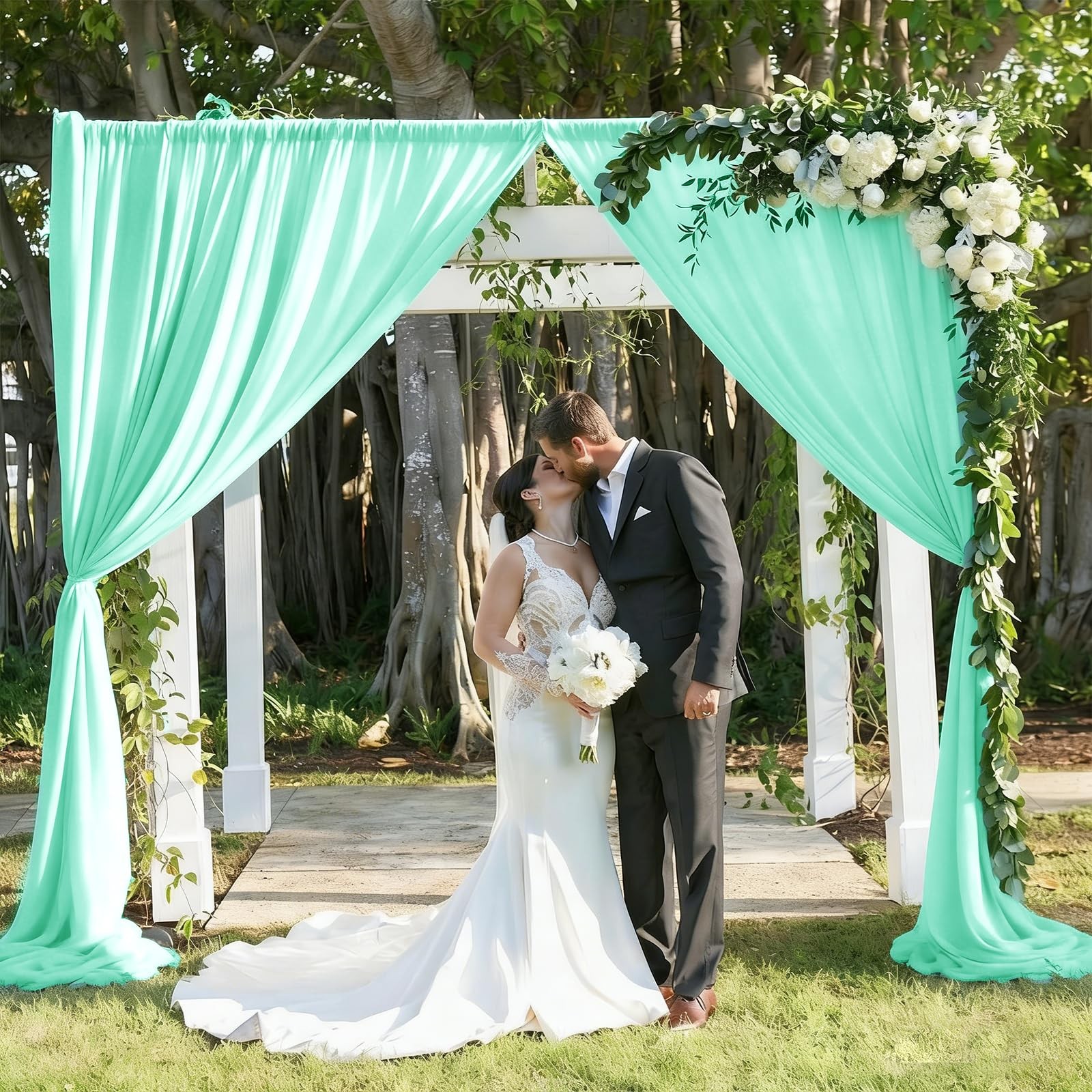 Mint Green Wedding Arch Draping Fabric Chiffon Fabric, 29in x 18Ft Sheer Chif…