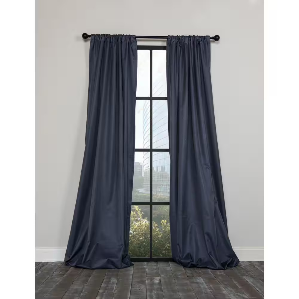 Navy Blue Thermal Rod Pocket Blackout Curtain – 54 In. W X 96 In. L