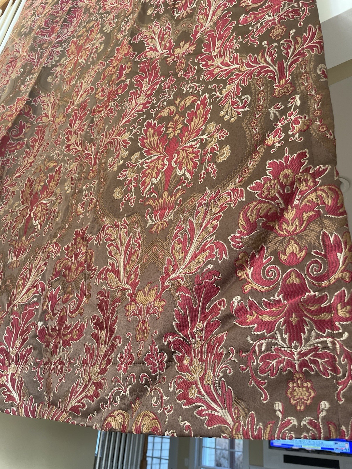 PAIR JC Penney Madden ELIZA Coffee Red Luxury Lined Curtain Drape Panels 108″L
