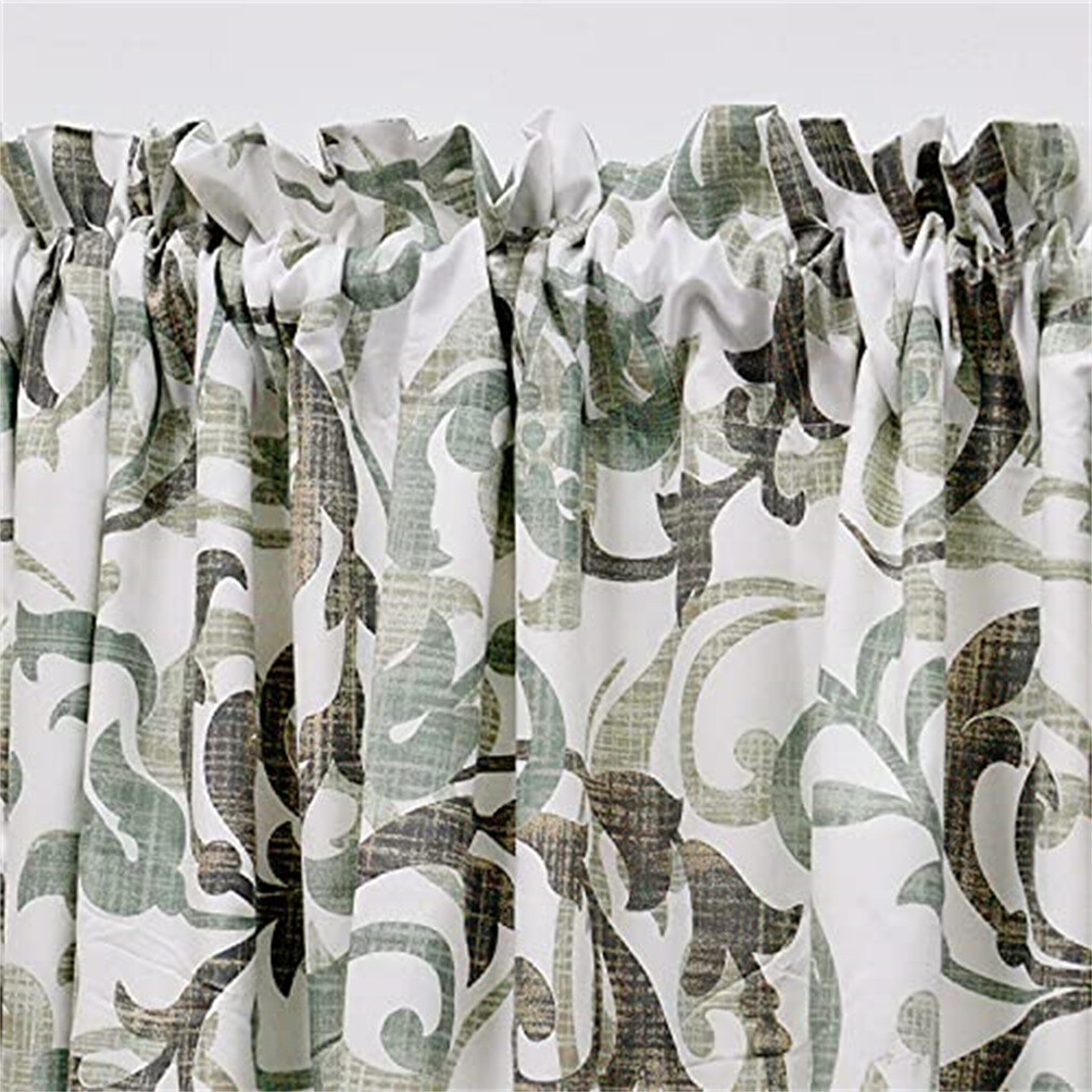 2 PCS Printed Window Curtain Valance Window Treatments Rod Pocket