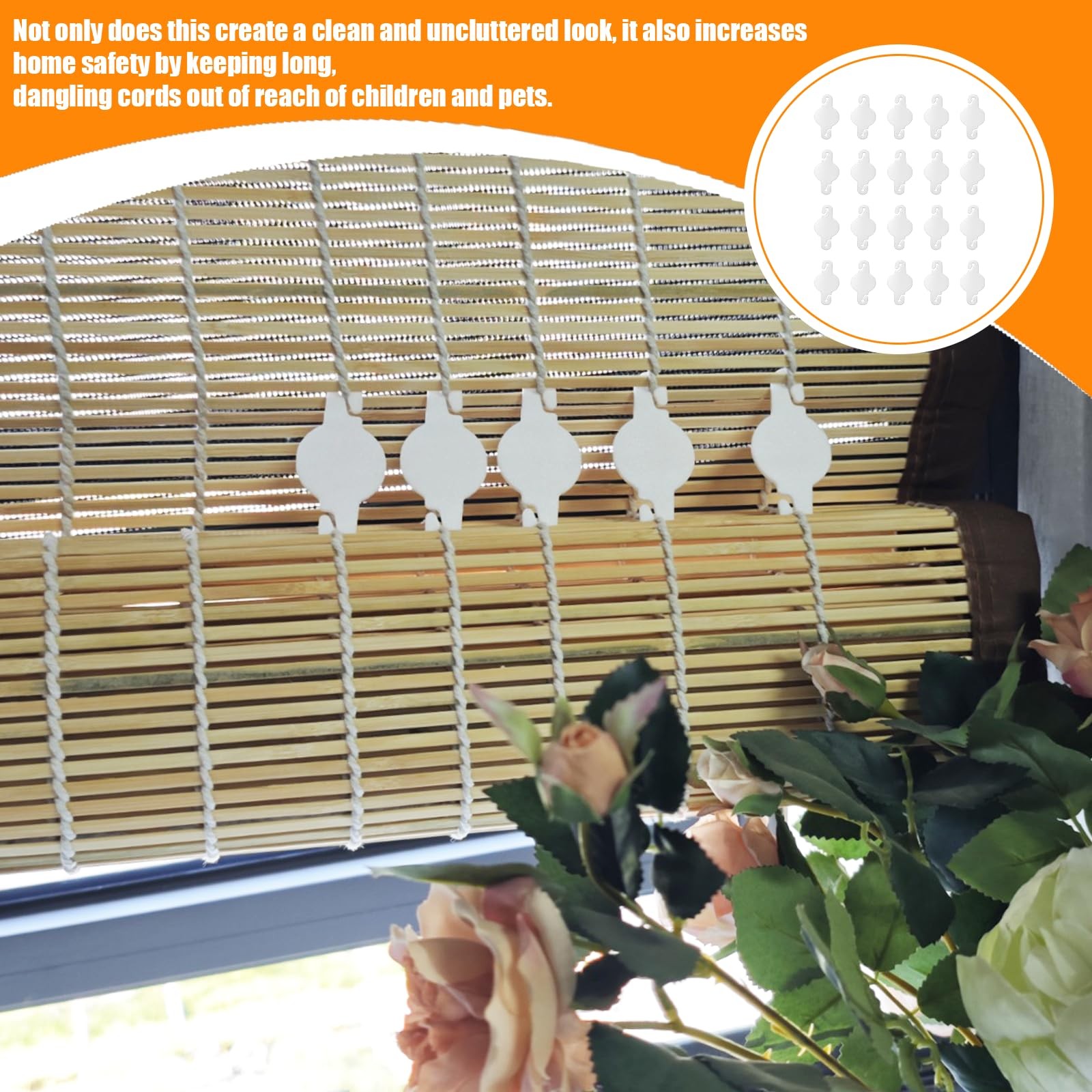 20 Pack String Clip for Roll Up Shade Compatible with Radiance, Cord Clips fo…