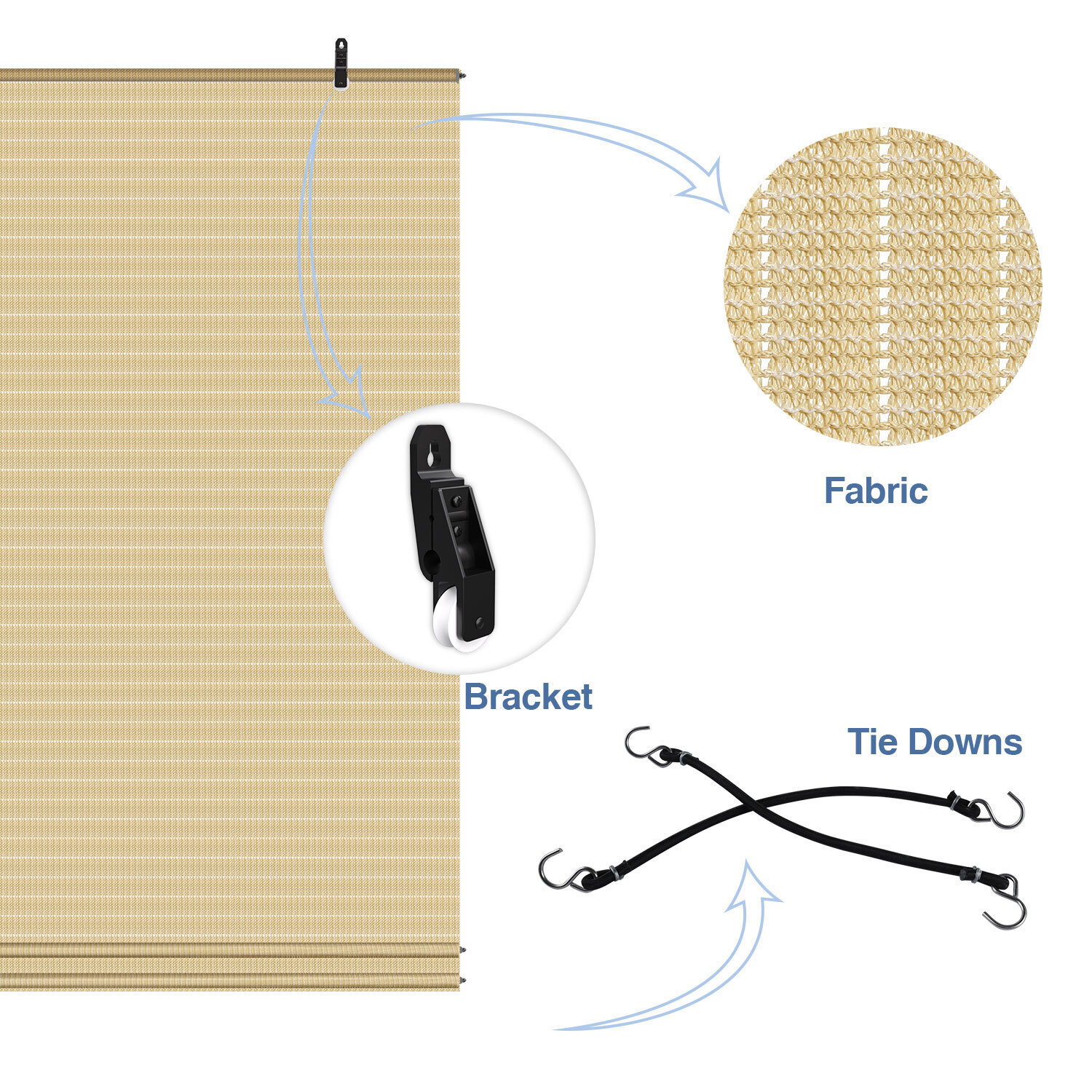 Outdoor Roller Shade Roll up Shade for Deck Patio Porch Backyard Garden-Beige