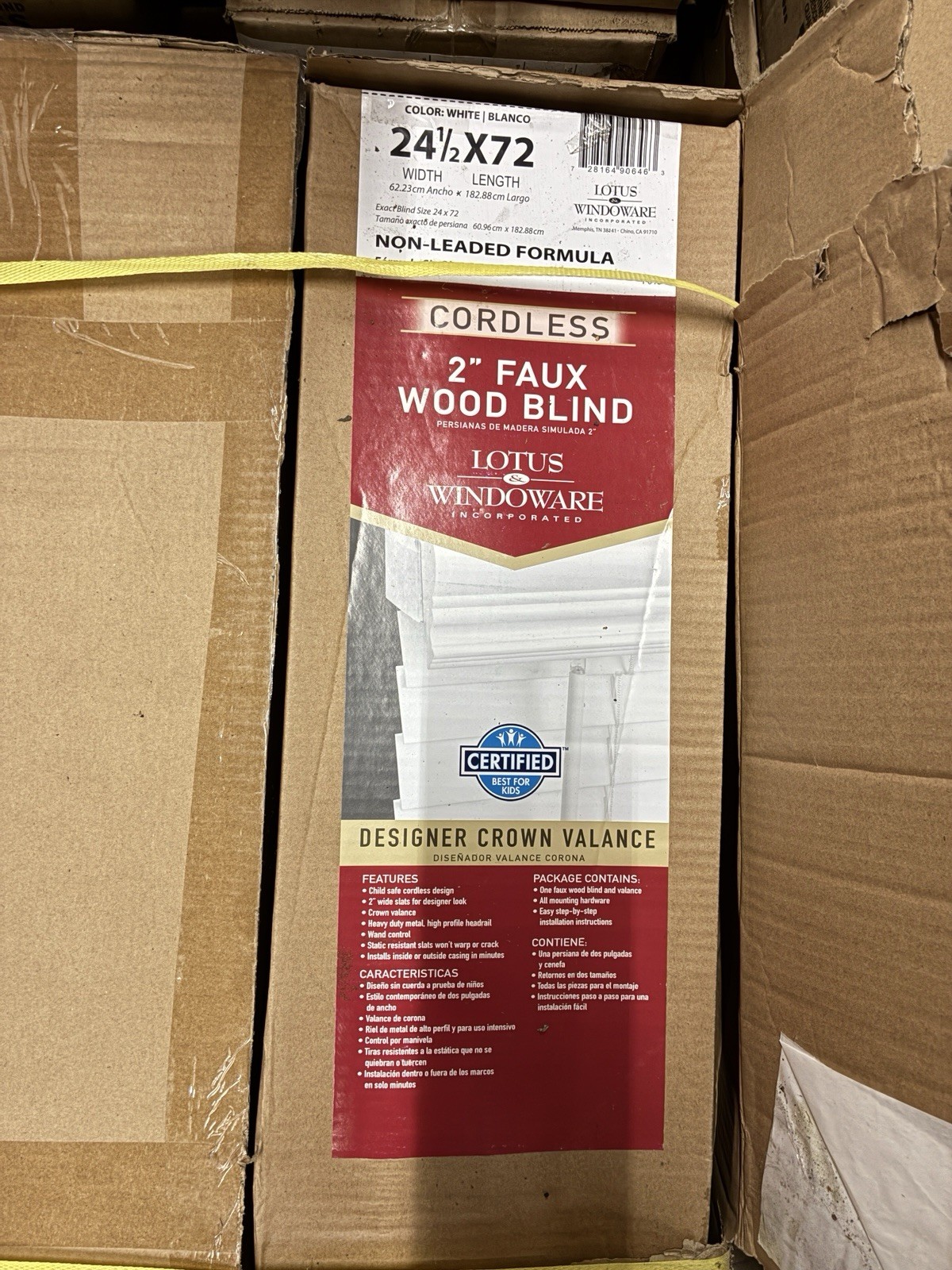 4 Count Of 24.5” X 72” Lotus & Windoware Cordless, 2 Inch Faux Wood Blinds