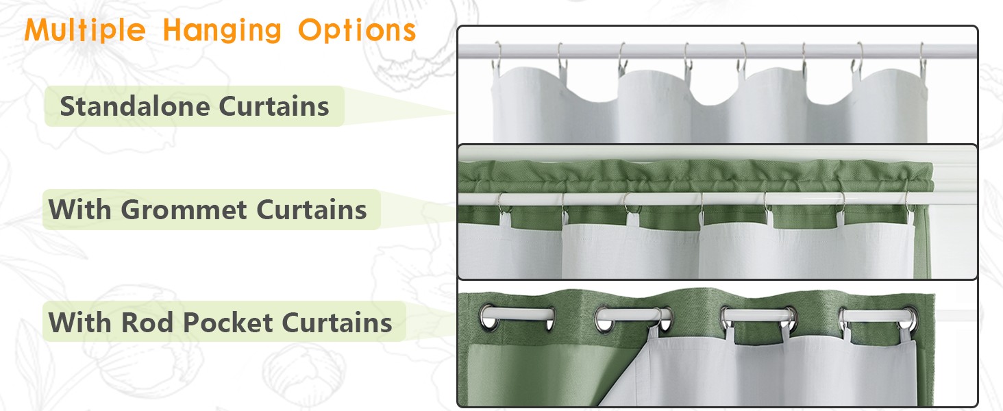 Greyish White 100% Blackout Curtain Liners 2 Panels Set, Total Black Out Liner