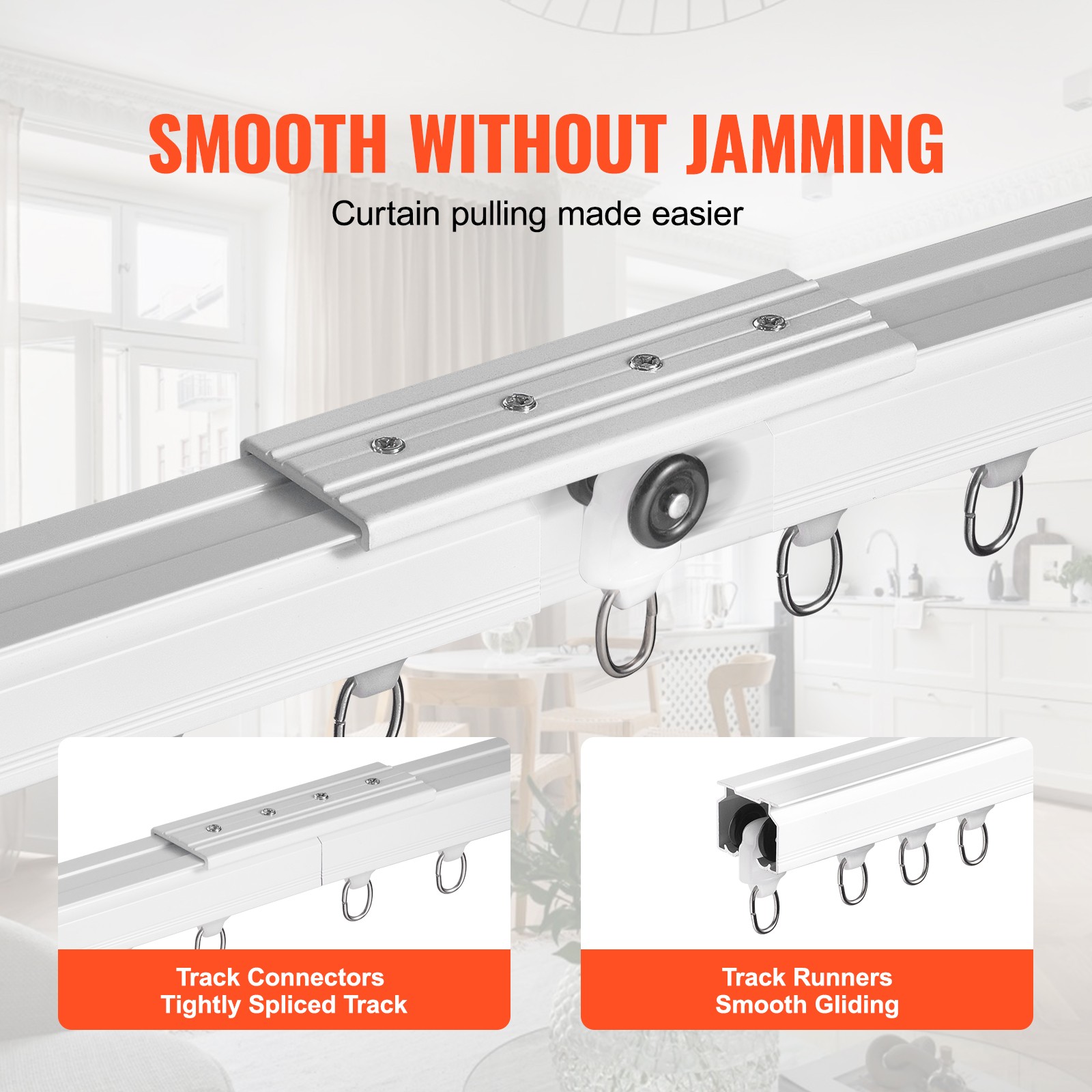 Uimoso Ceiling Curtain Track Set 17.7 FT/5.4 Meter Divider with Hooks, White