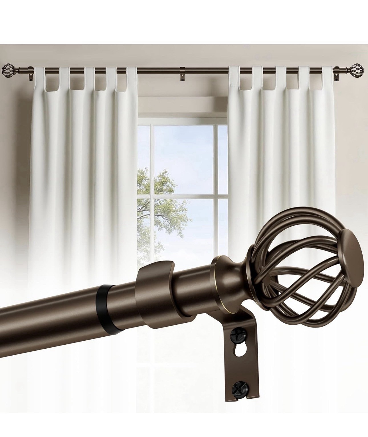 Curtain Rods for Windows 48-90 Inch(4-7.5Ft), Bronze New