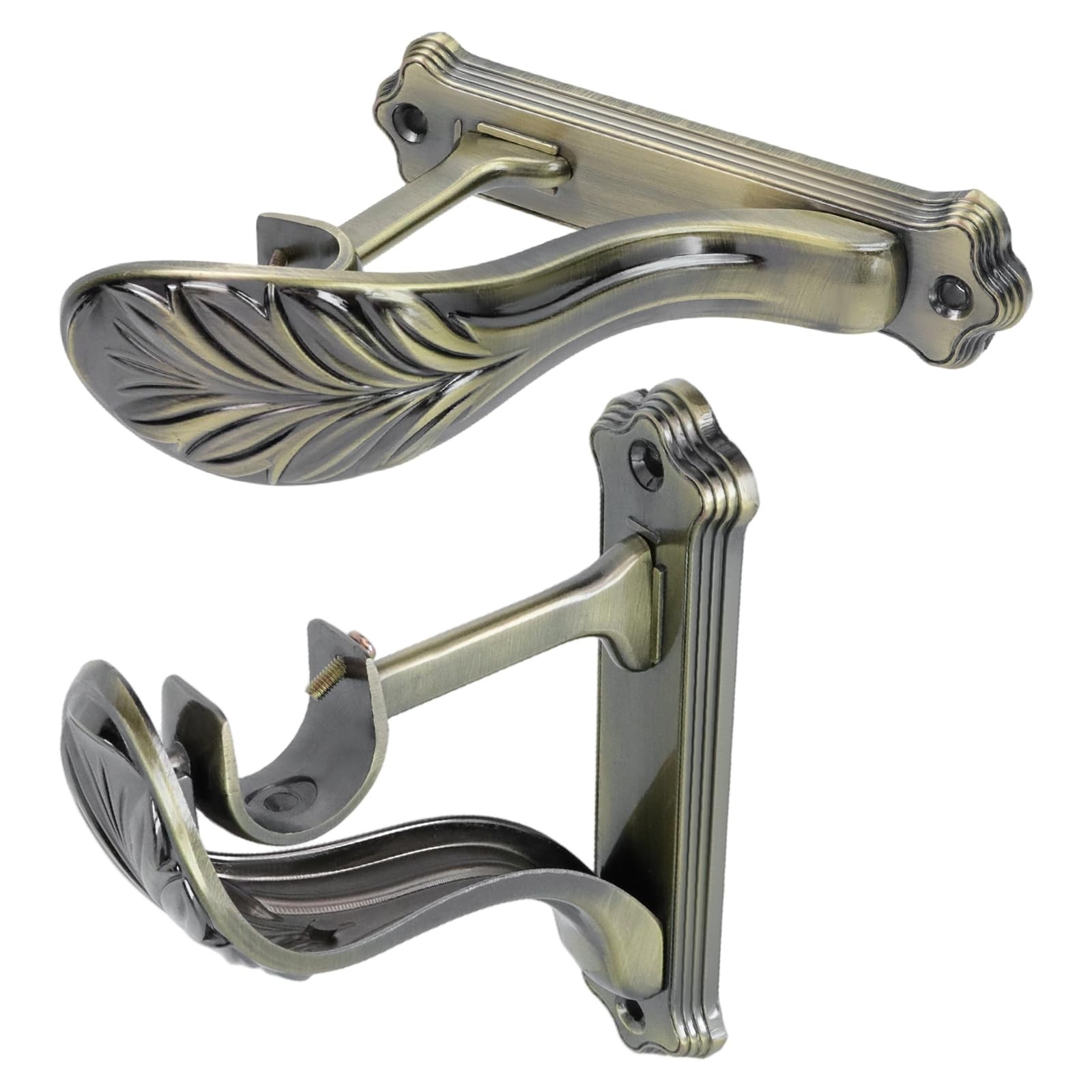 Tsnamay 2Pcs Curtain Rod Brackets Holders, Single Retro Wall Antique Bronze