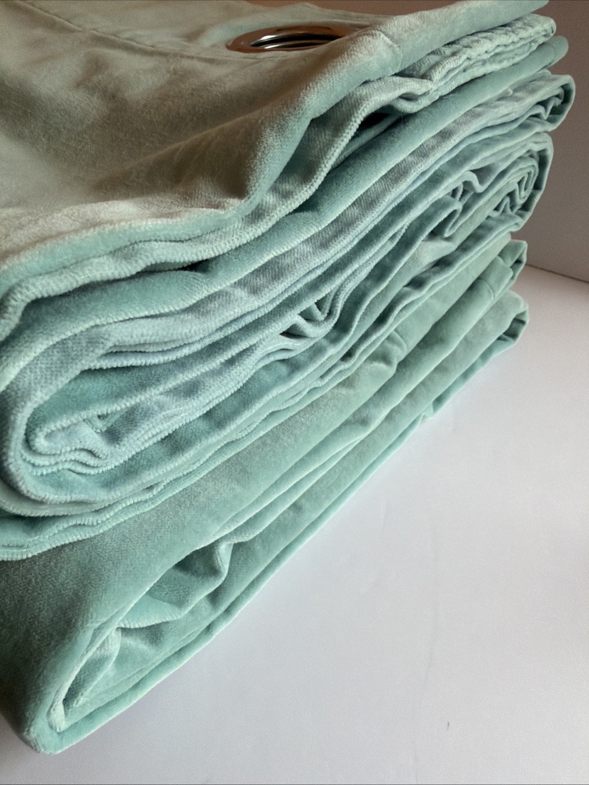 IKEA Sanela Velvet Curtains 2 Panels 100% Cotton Aqua 55×98 60418905