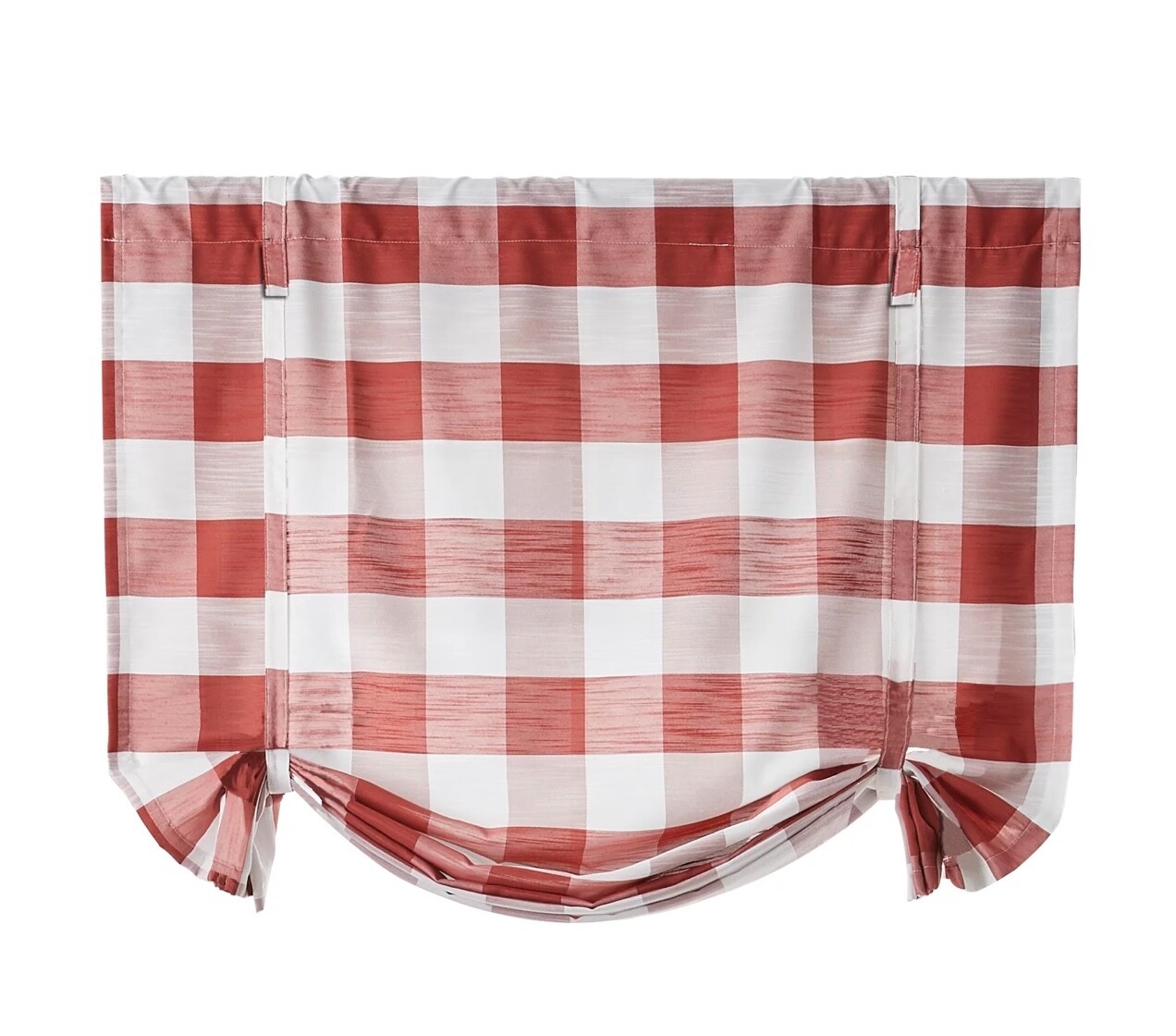 Better Homes & Gardens Buffalo Check Balloon Shade Brick Red/White 42”x 63”