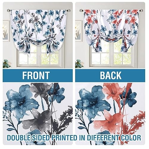 Double Sided Floral Pattern 42″W x 63″L (Pack of 1) Reversible in Blue/Coral