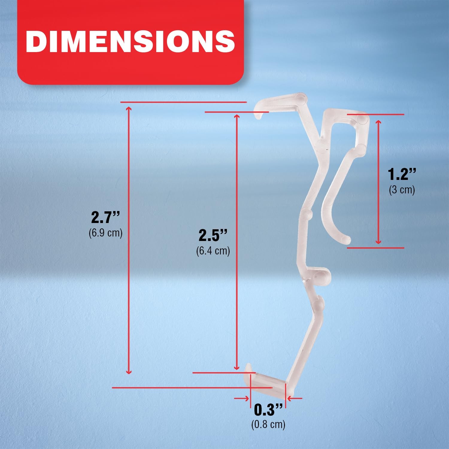 2.5 Inch Clear Window Blind Valance Clips, 10 Pack