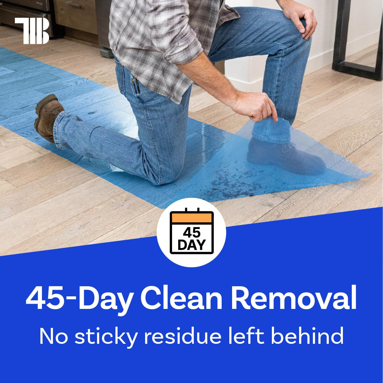 Blue Self-Adhesive Floor Protection Film 24″ x 500′ for Moving & Painting