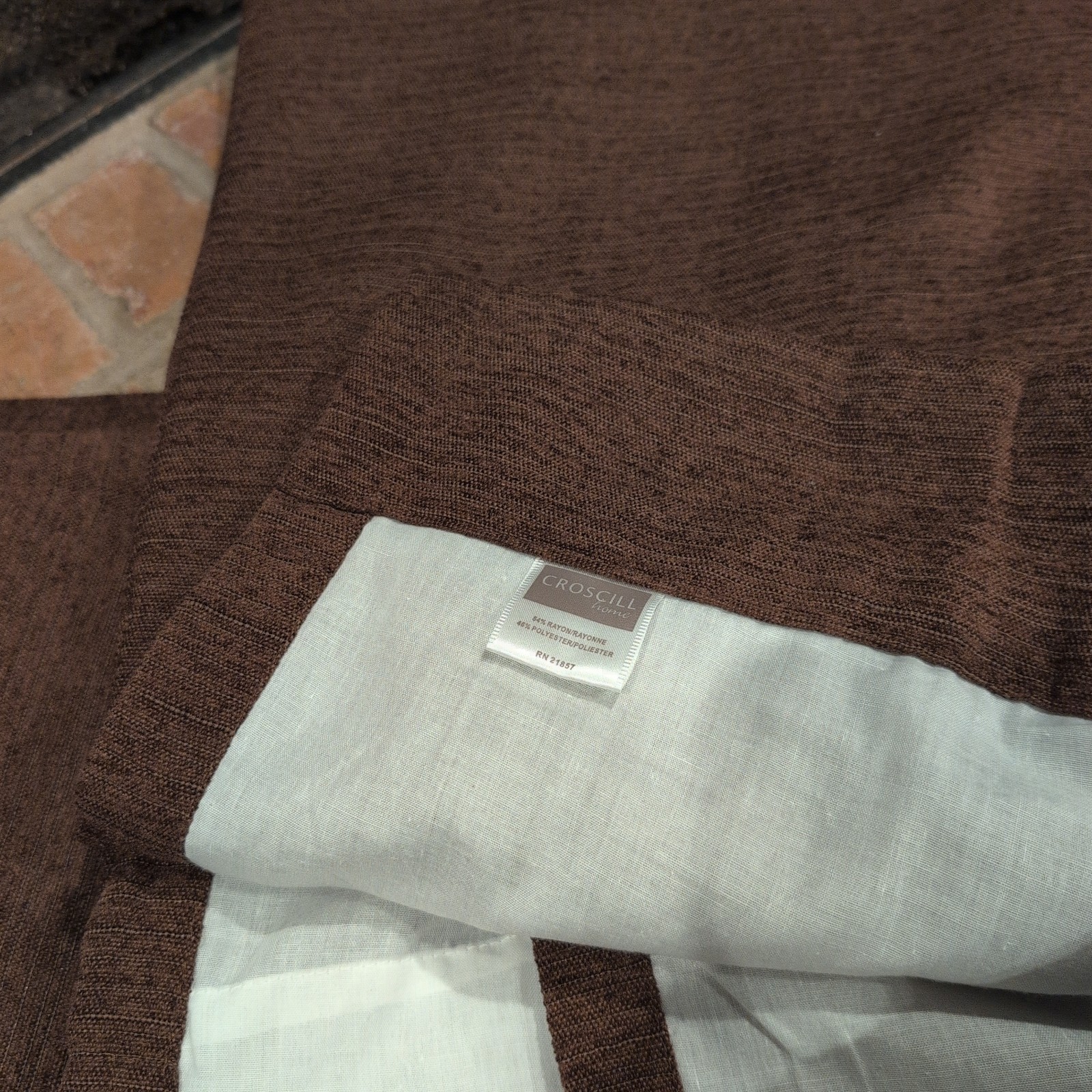 2 Croscill Home Lynne Velvet Curtain Panels 43″x94″ Brown Sage Button Pole Top