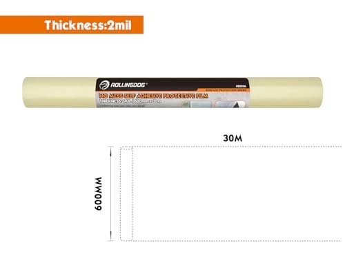 ROLLINDOG Window Protection Film – Self Adhesive Window 24 inch x 100 feet