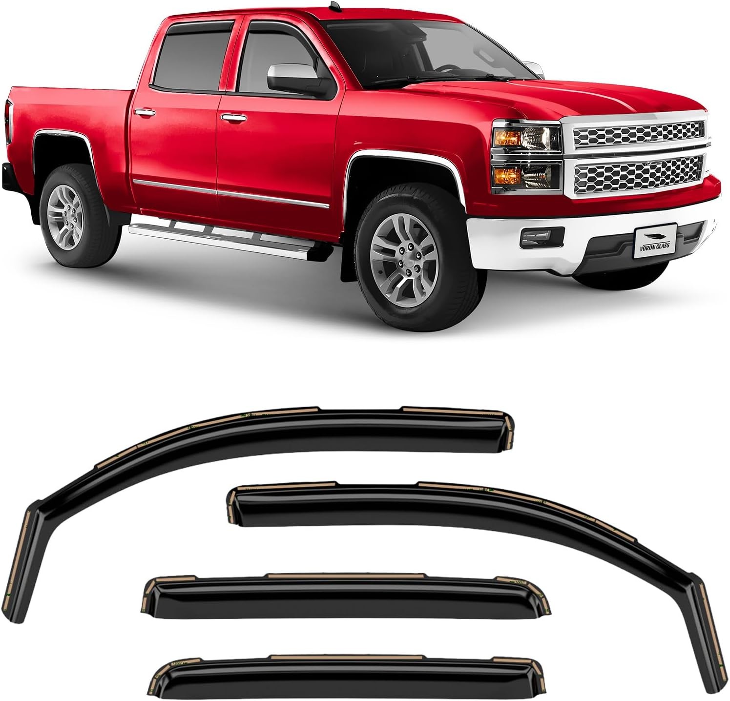 Glass in-Channel Extra Durable Rain Guards For Silverado 14-18 1500/2500/3500