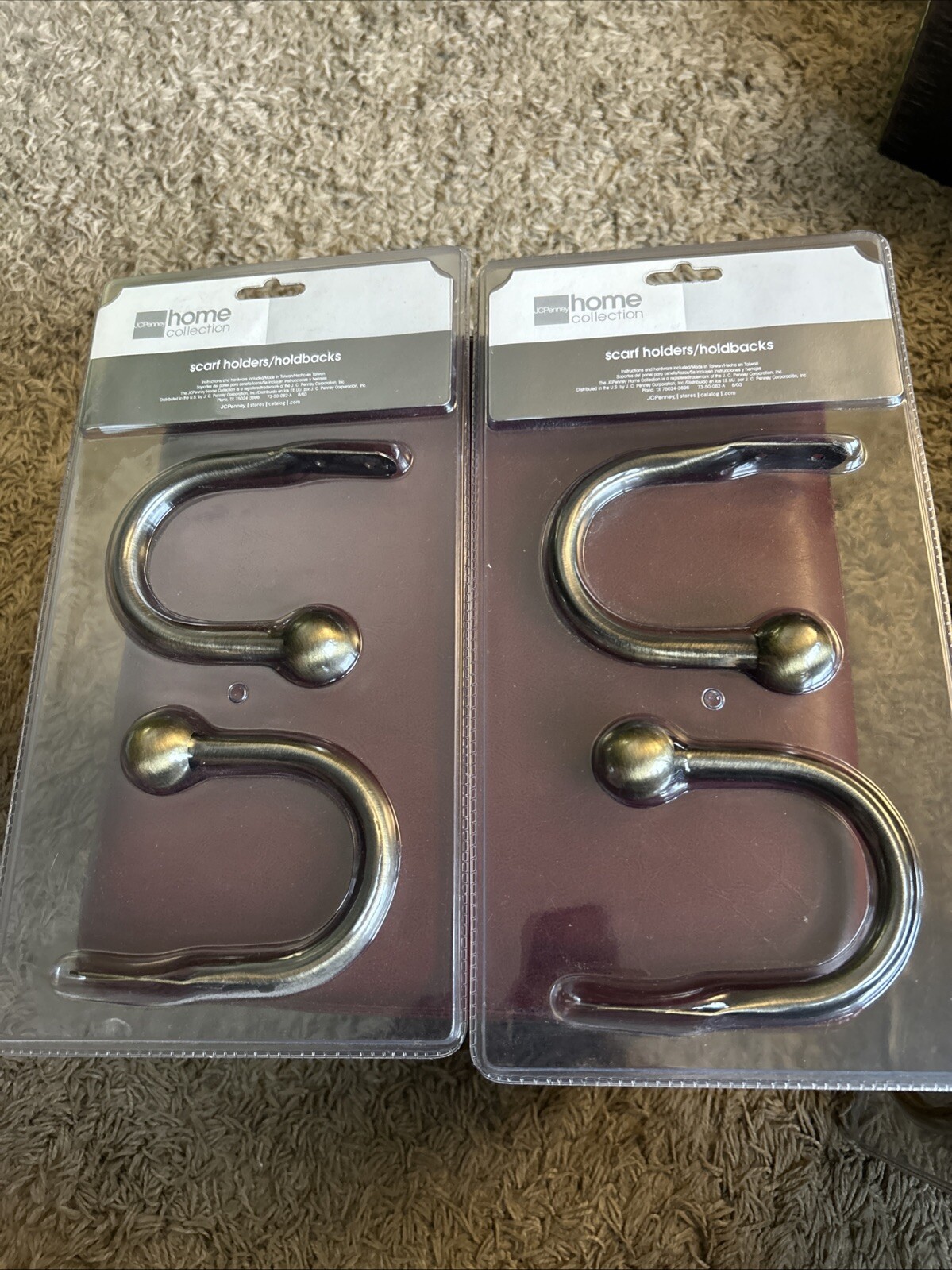 4 NEW Curtain or Drapery Holdbacks or Tie Back Hooks for Drapes w/Ball Finials
