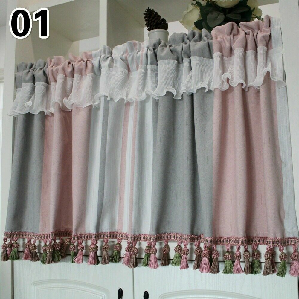 Village Falbala Short Half Curtain Valance Tassels Trim Home Kitchen Blinds DIY