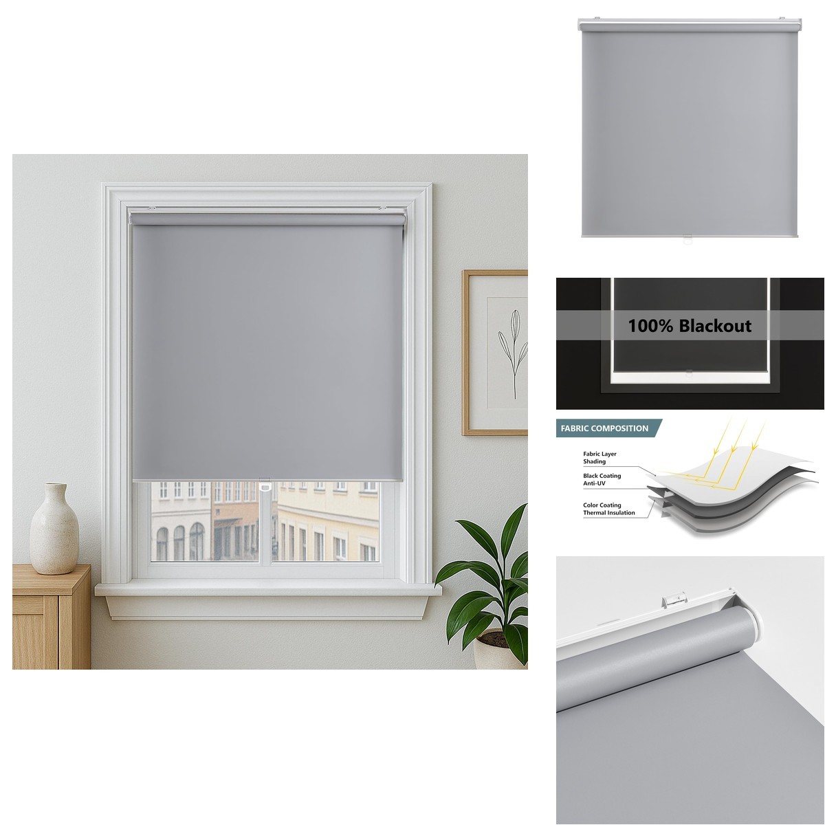 Clairehan Cordless Roller Shades 100 Blackout Blinds Windows And Doors Pull