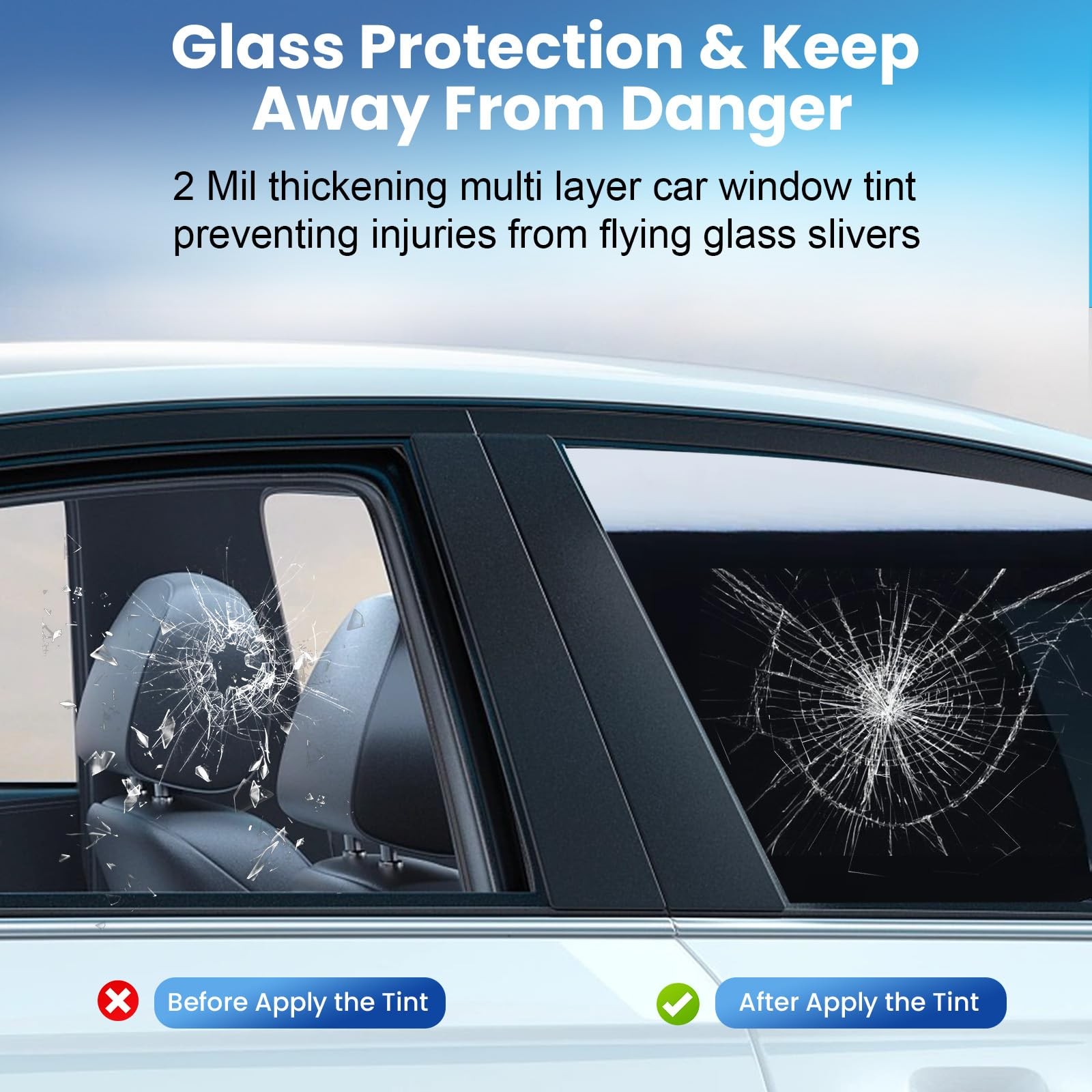 Car Window Tint 20% VLT 24 in x 100’Ft Nano Ceramic Window Tint Roll, 2 Ply Auto