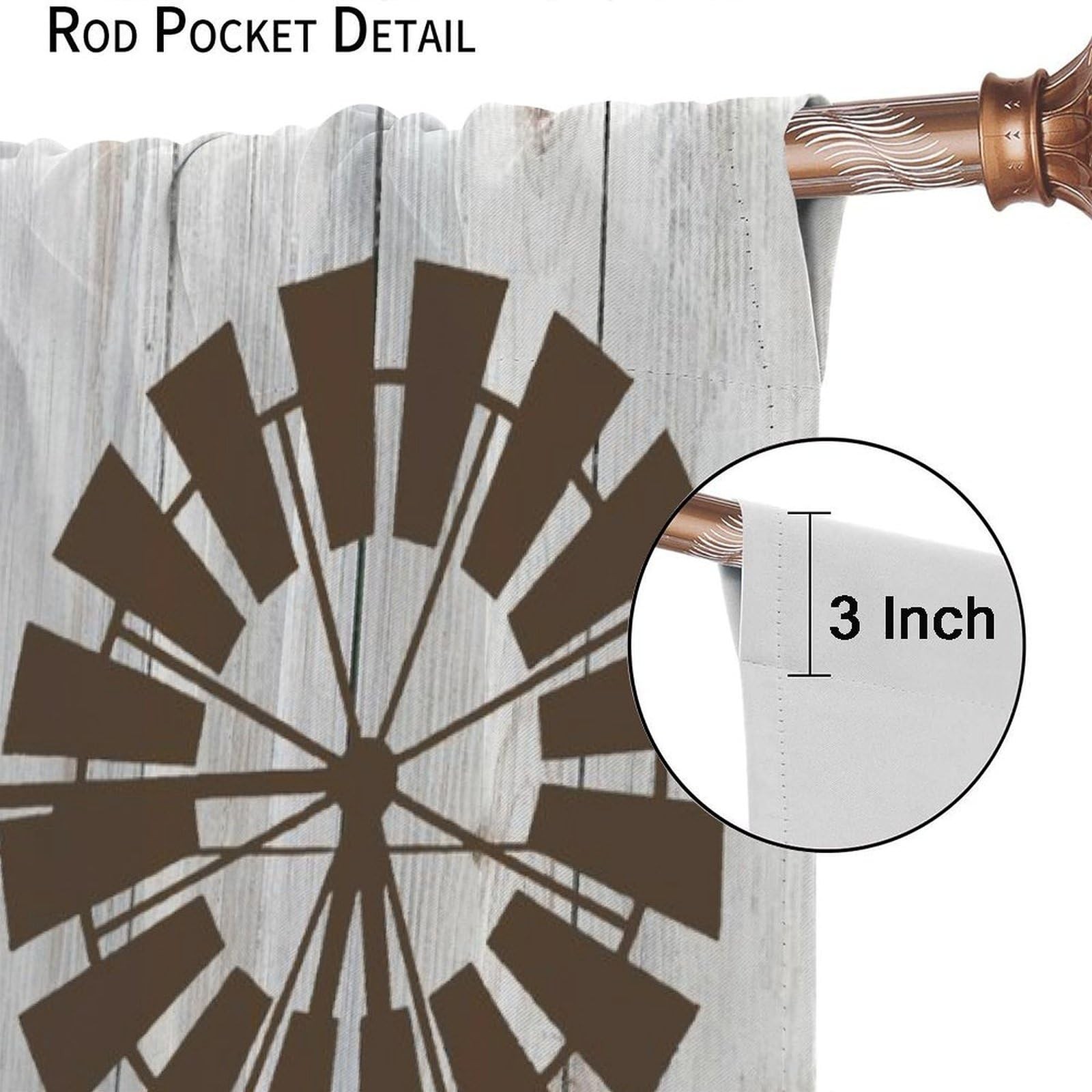 AuiMzoo Rustic Windmill Curtains 84X84 Blackout