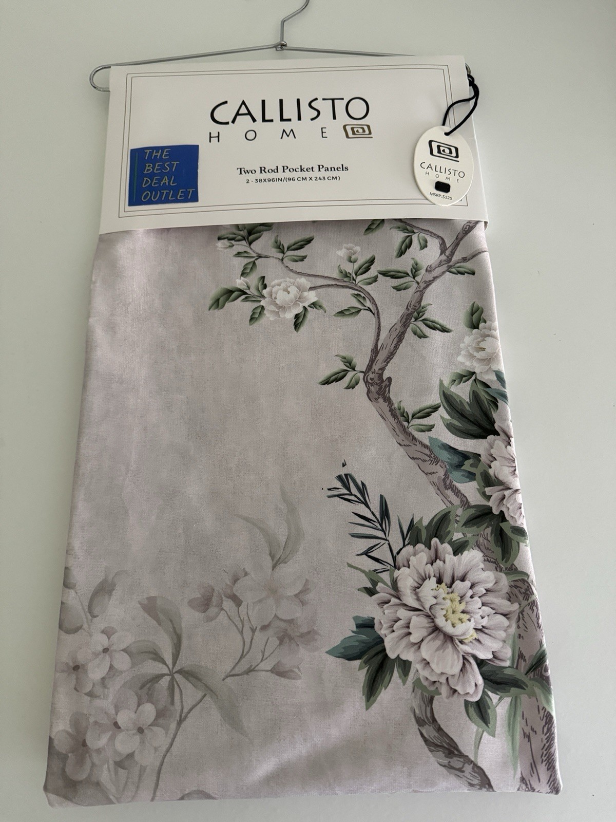 CALLISTO Window Curtains 2 Panels 38 X 96″ Heron Birds Drapers Back Tab Grey