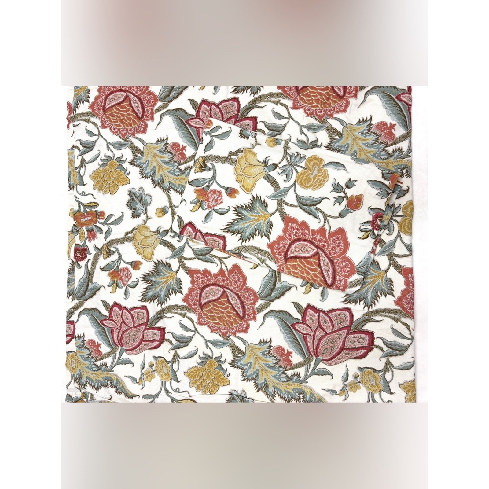 Pottery Barn Cynthia Palampore Linen Cotton Set of 2 Printed Curtains 50×84”