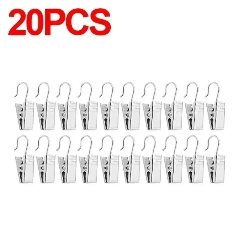 20-50Pcs Mini Metal Curtain Clips with Hook Stainless Steel Solid Iron Drapery
