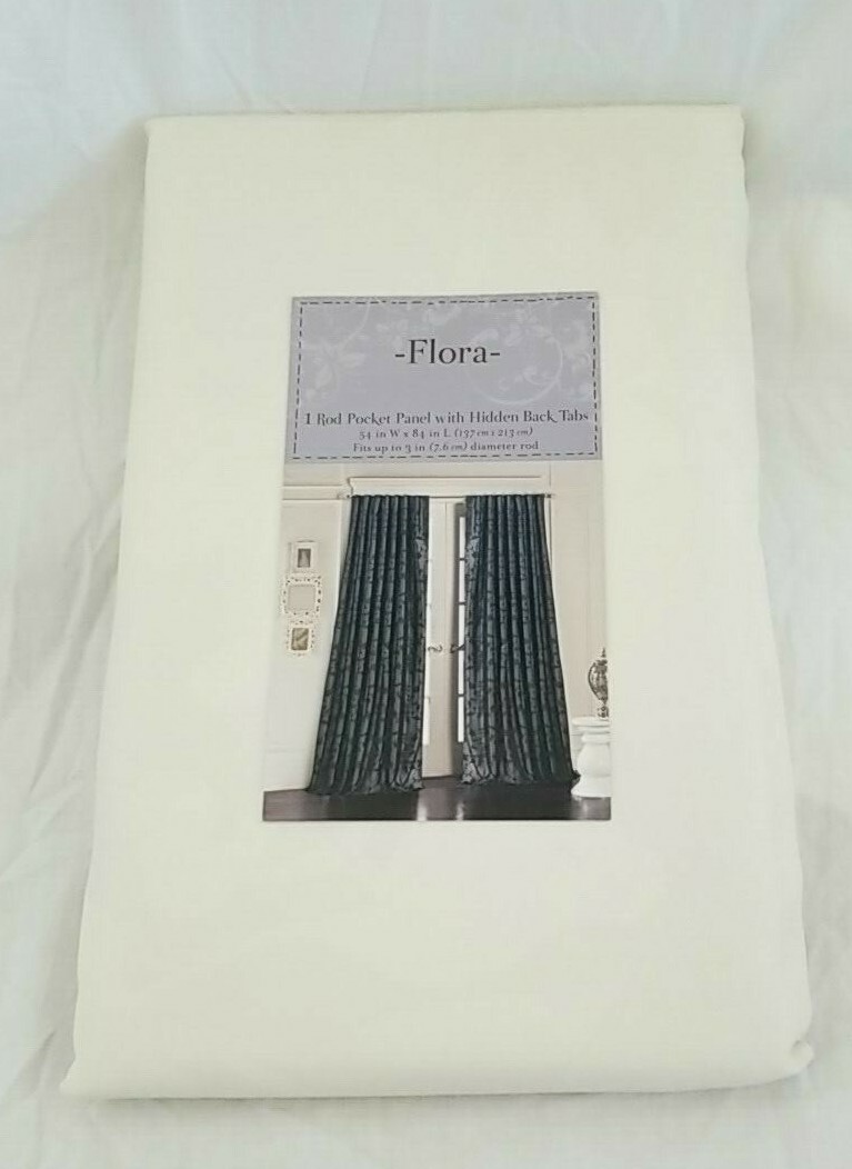 2 pc Flora Ivory Rod Pocket w/ Hidden Tabs Panels (1 Pair) 108″ x 84″ NIP