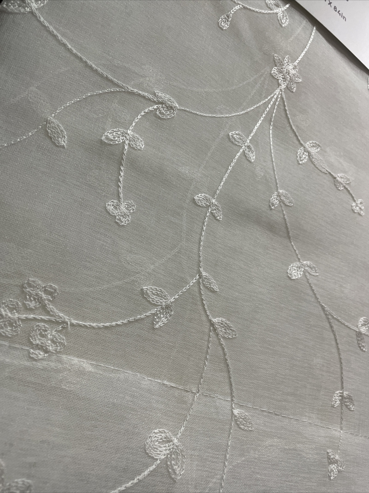 4 Laura Ashley VERNON Embroidered Floral Vines Sheer Cream Window Panels 38×84”