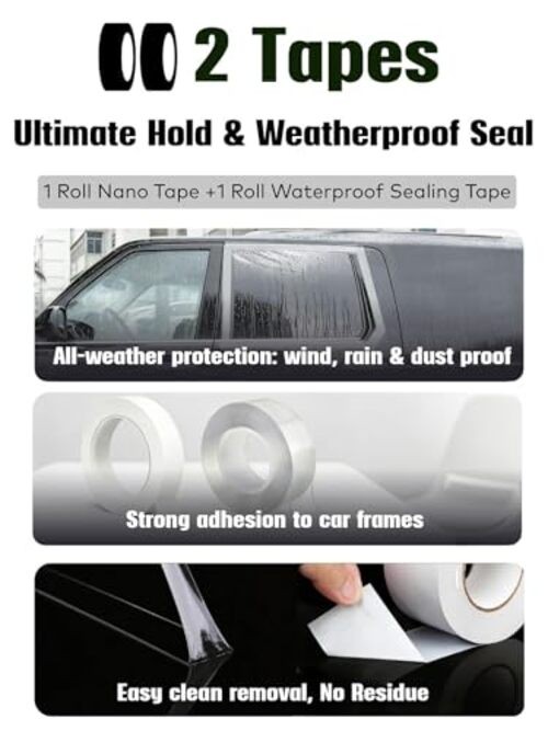 Temporary Car Window Cover for Broken Glass, 78.7×39.4 in Waterproof Plastic