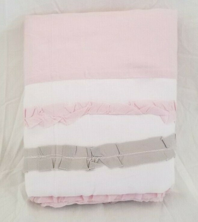 Charlotte Pink, White, & Grey One Window Panel 84″ L x 55″ W New