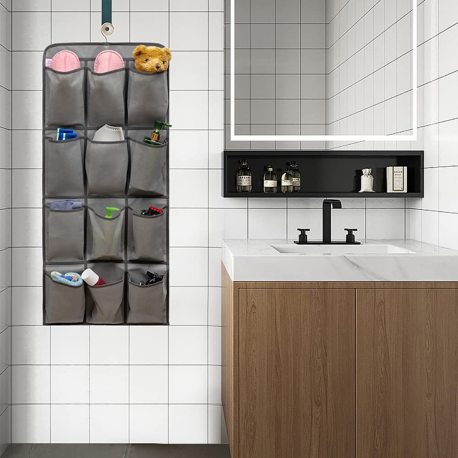 Dual Sided Hanging Shoe Organizer for Closet with 24 Large Pockets Hanging Sh…