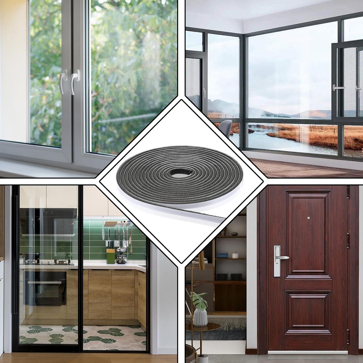 Durable Self-Adhesive Window Insulation – 33 Ft Gray Weather Stripping Felt Seal