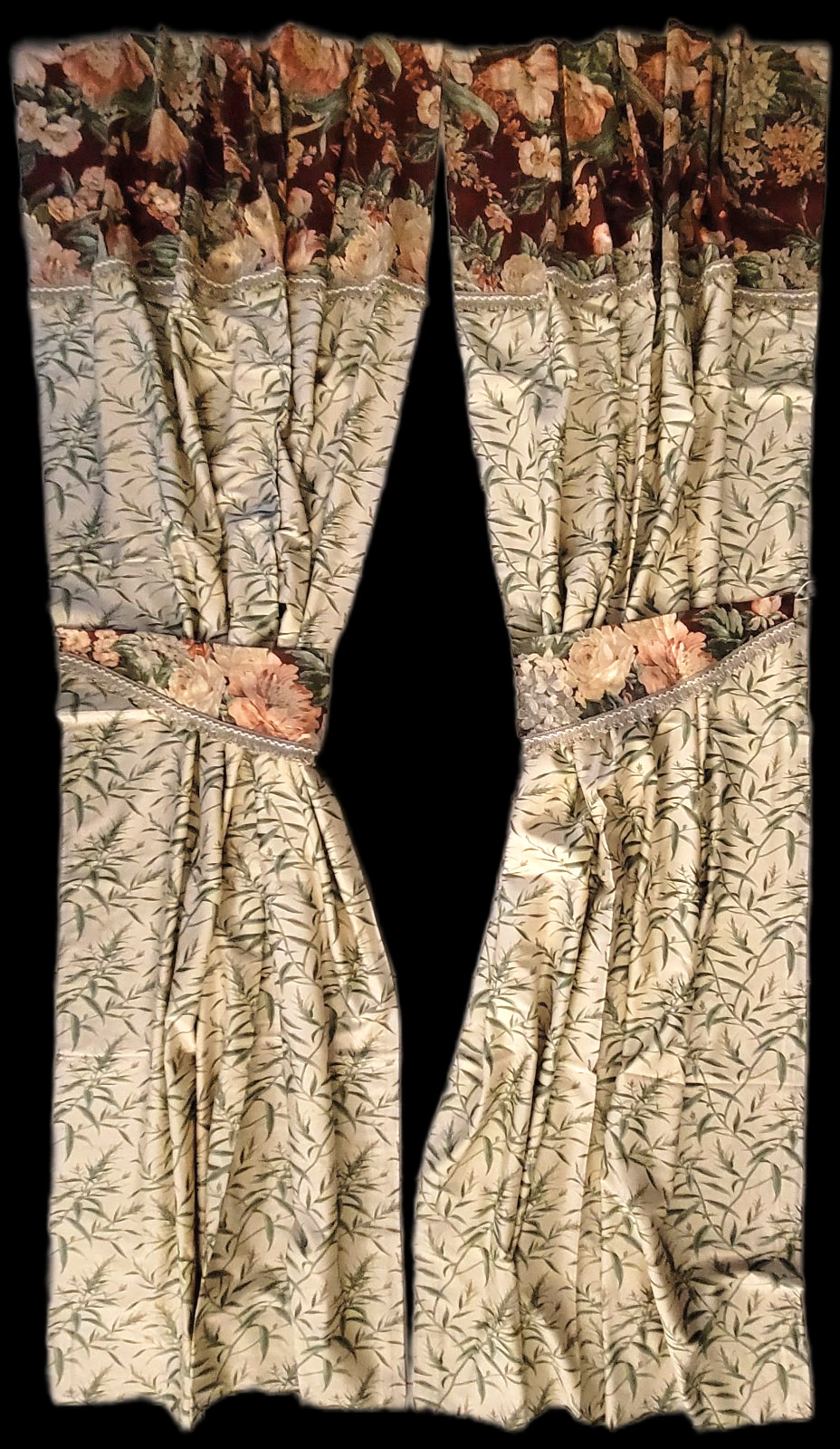 Drapes Handmade w/ Ralph Lauren Desert Plains Floral Perennial Palm Sheet Fabric