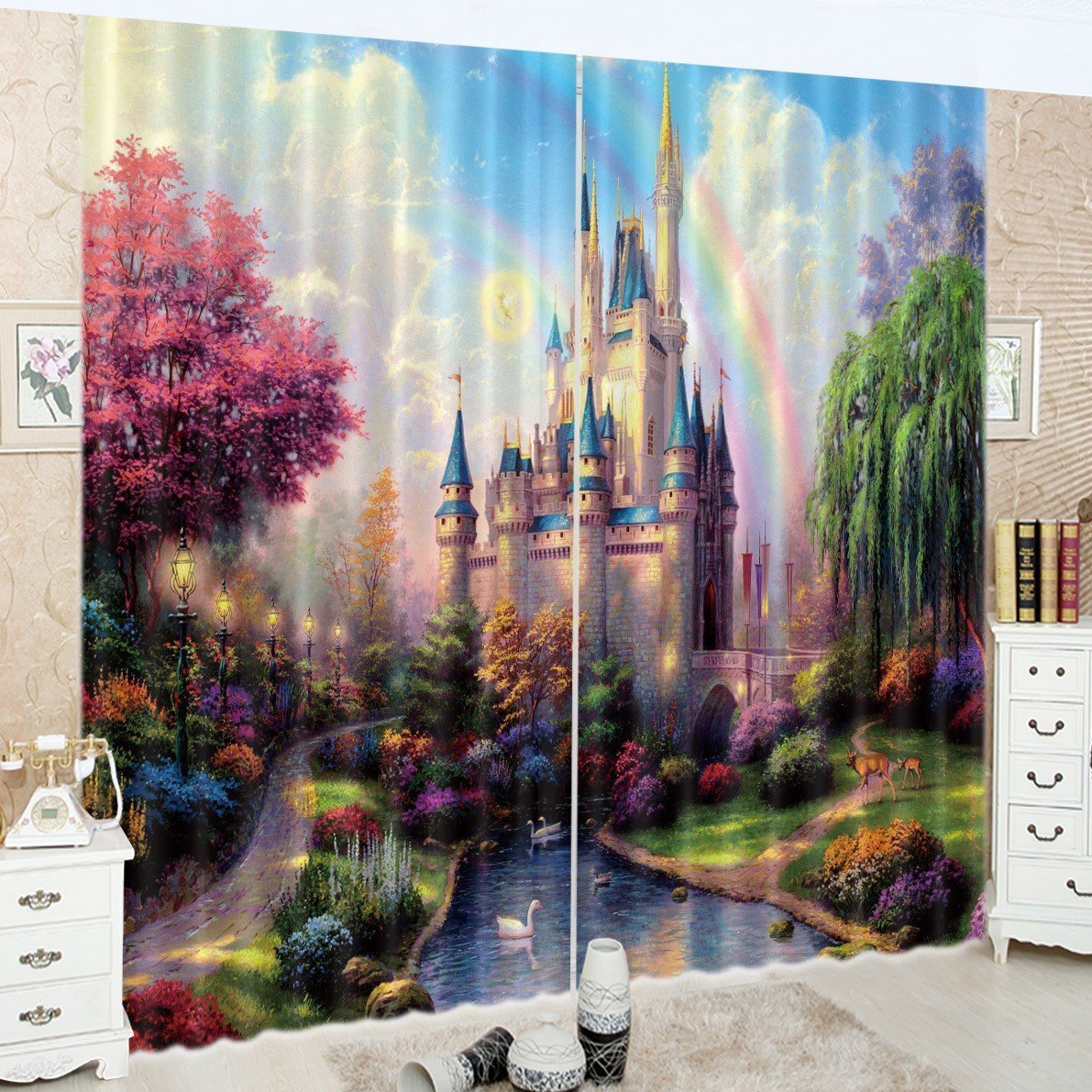 Abstract Style 3D Curtain Blockout Drapes Fabric Photo Printing Window Decor