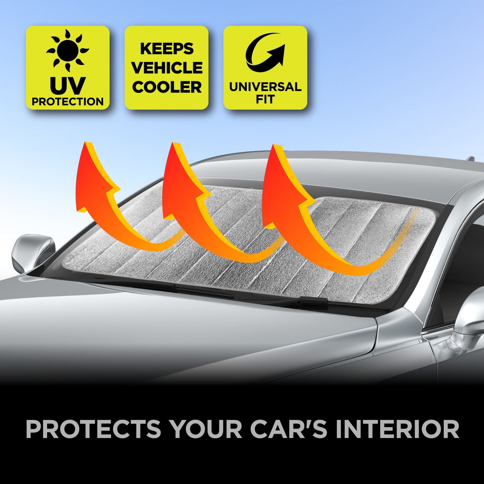 Auto Drive Lightweight Silver Accordion Sunshade 1 Pack,63″ x 28.5″