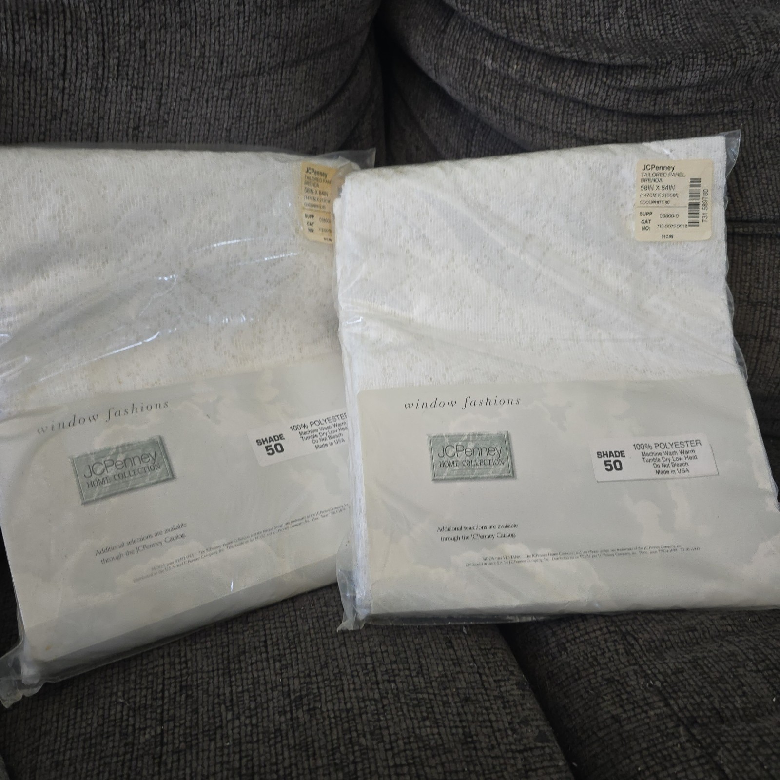 (2) Vintage JC Penney Home Collection Brenda White Lace Curtain Panel 58 X 84