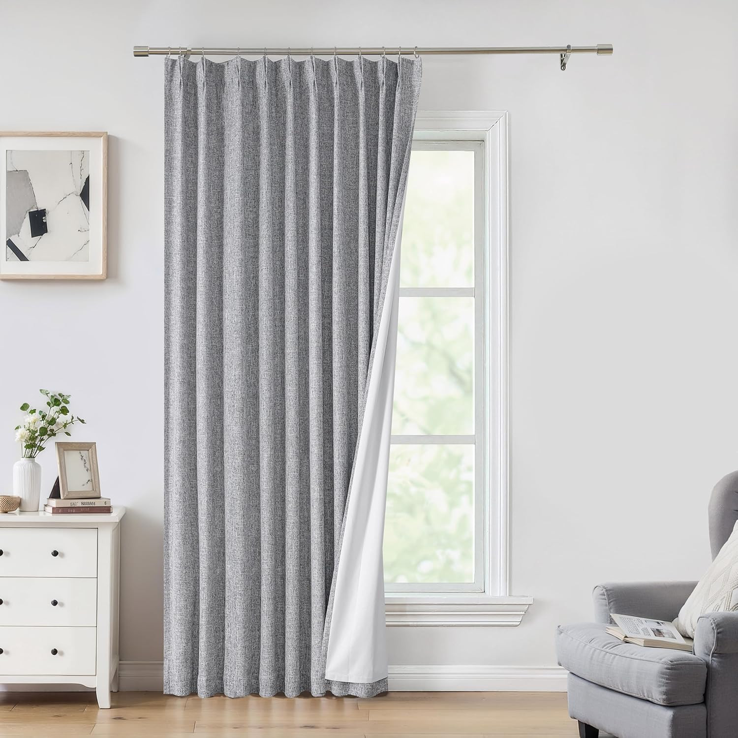 Dark Gray Pinch Pleated Blackout Curtains, 60″x95″, Thermal Insulated Drape