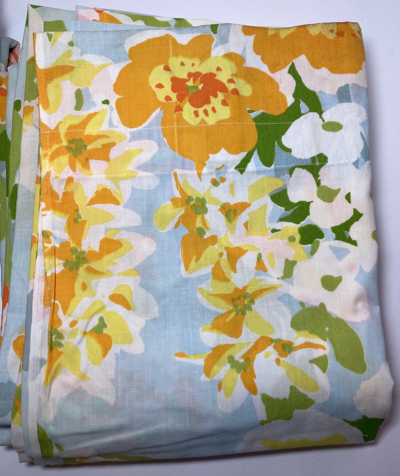 2 Flower Power Cotton Sheets Made Into Rod Pocket Curtain Panels TWO 96x66x2=132