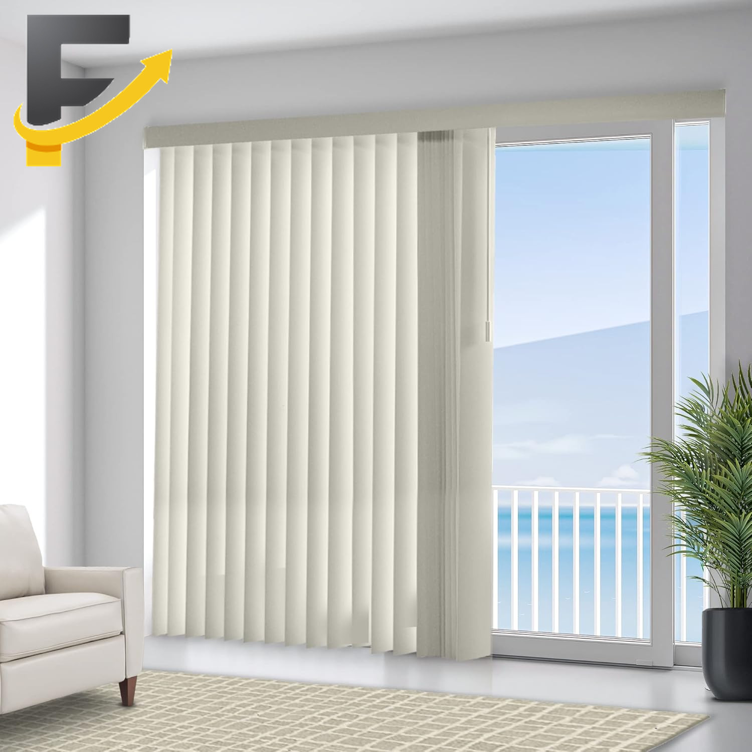 Vertical Blinds Door Window Blackout Shade Sliding Oxford Alabaster 78″W X 84″H