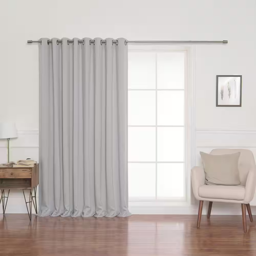 Light Grey Polyester Solid 100 In. W X 84 In. L Grommet Blackout Curtain