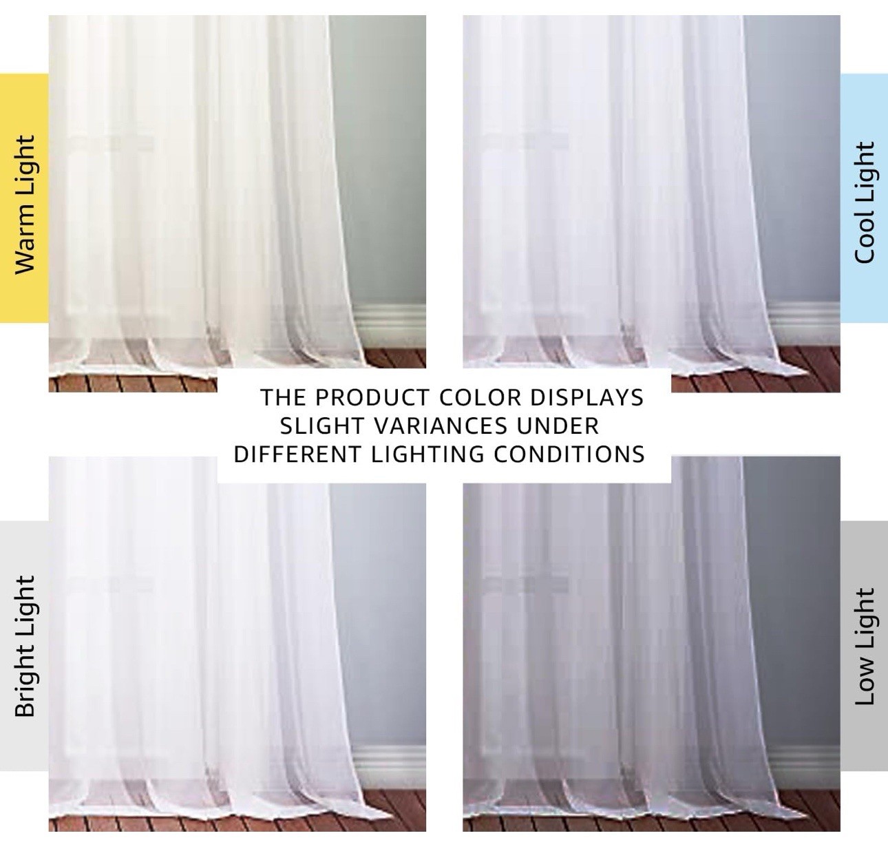 NICETOWN White X-long translucent chiffon curtains 2pcs. 54W X 108L