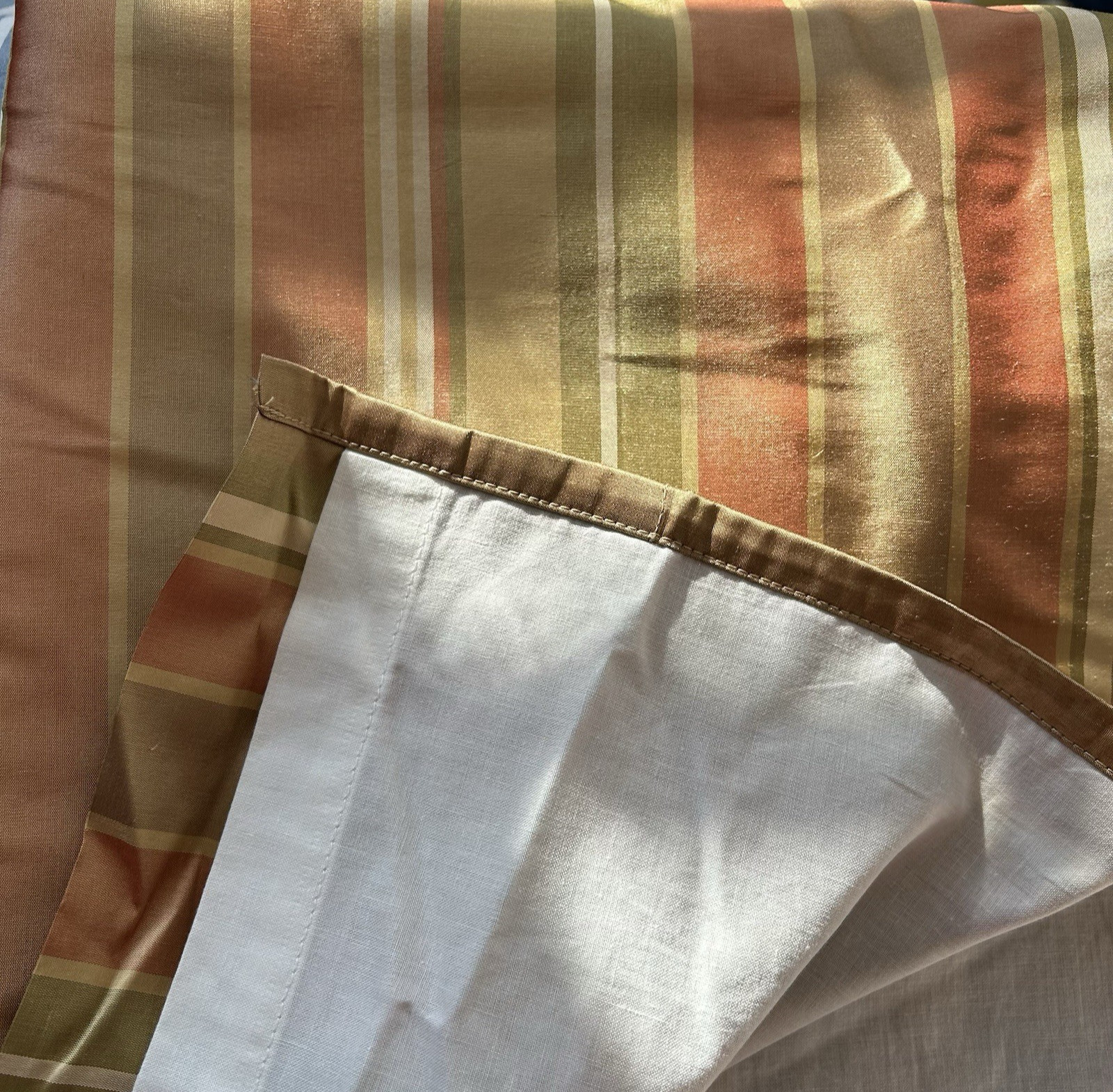 Pottery Barn Silk Drapery Panels Curtain Striped Multi Color Lined 50X84 3 Avail