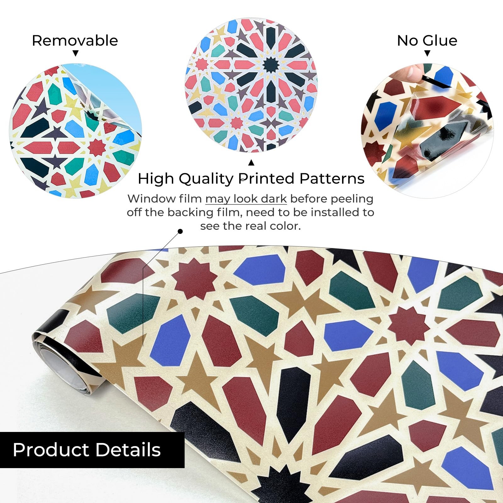 ADD.HERES Window Stickers, Stained Glass Window Privacy Film, UV Blocking Sta…