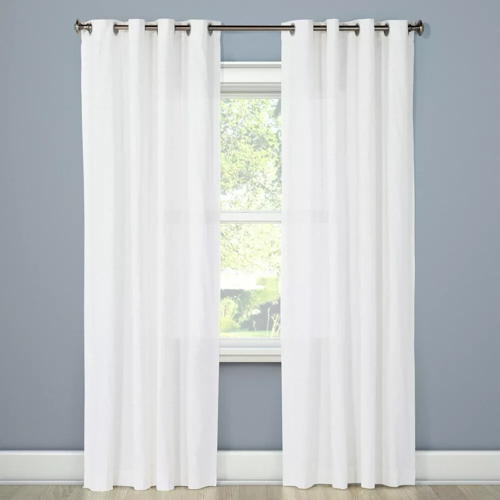 ⚡1pc Light Filtering Solid Window Curtain Panel Threshold Natural White 54″X 95″