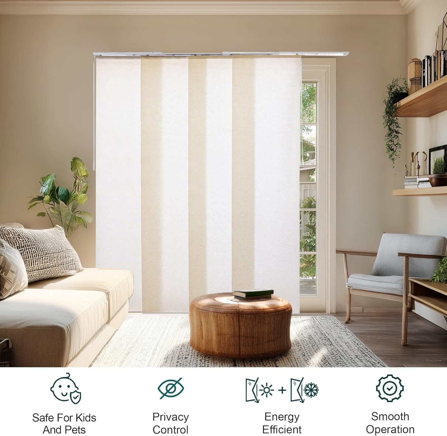 Panel Track Blinds for Sliding Glass Door, Adjustable Track for Patio Entry,
