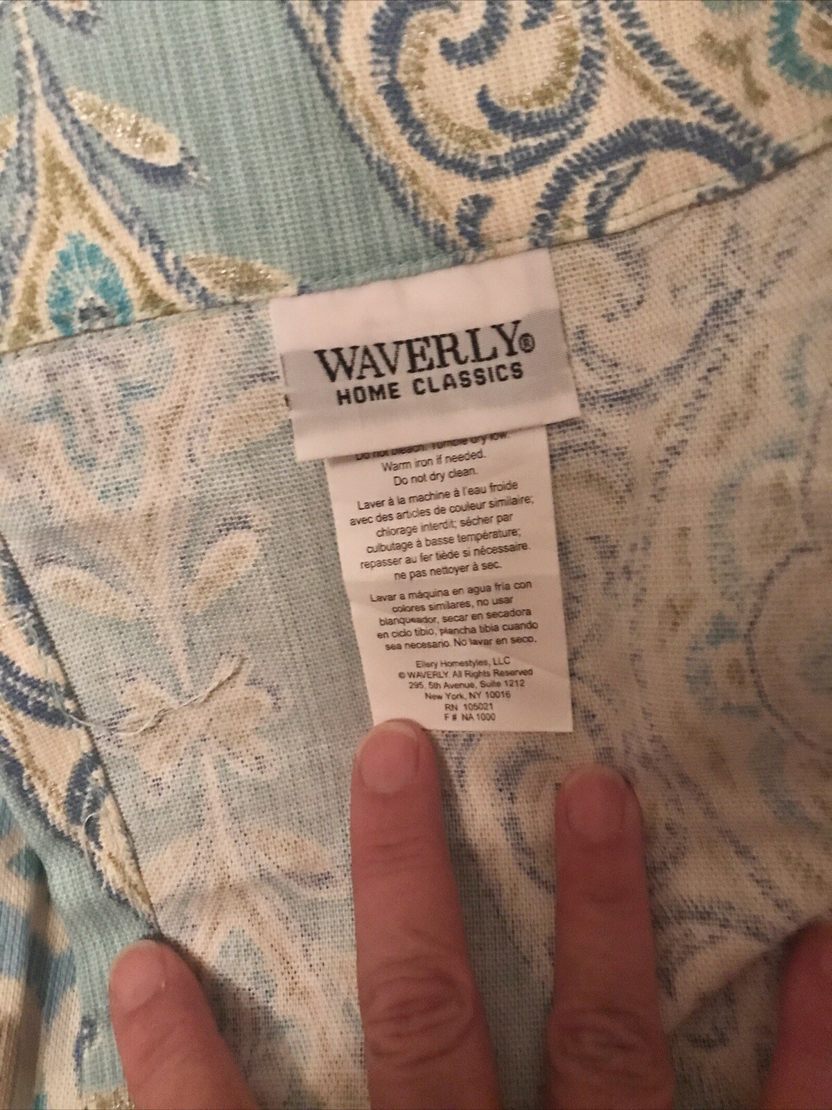 Waverly Home Classics Wavy Pleated Valance 53”x19” Medallion Floral Aqua Blue