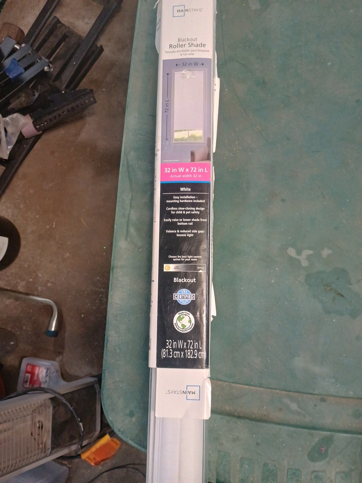 Main Stays White Blackout Roller shade 32in W X 72in L cordless
