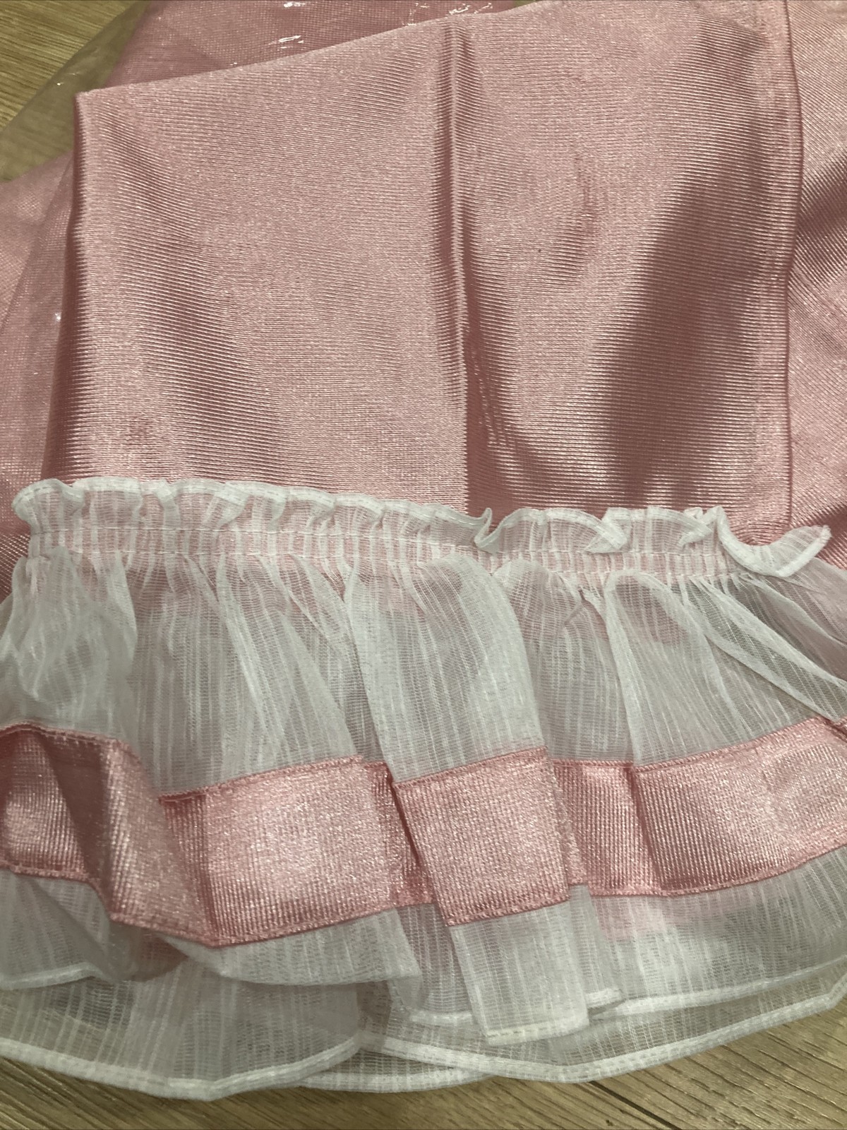 VTG Maria Ruffles Polyester Tiers 30”W/35”L Cascade Swag 60”W Set Made In USA